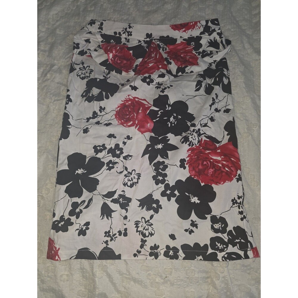 Grace Karin Women's Floral Pencil Skirt Knee Length White Black Red Size L